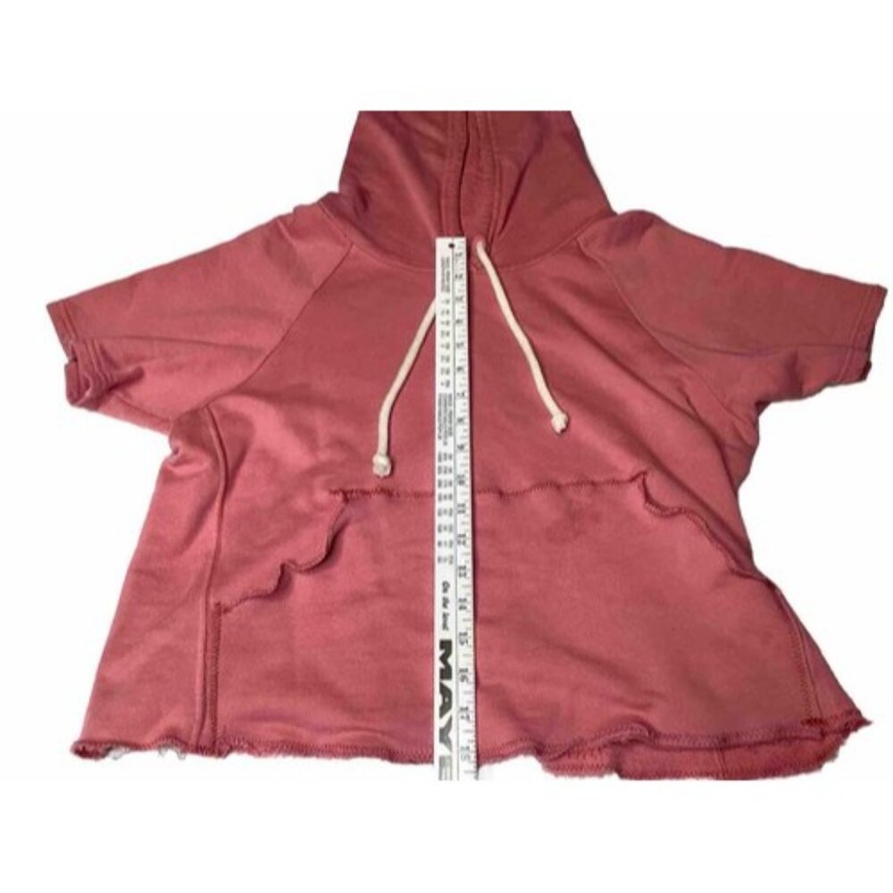 Pact Hoodie Pink Short Sleeve Cropped Large Kangaroo Pocket Organic Cotton READ - Picture 3 of 7
